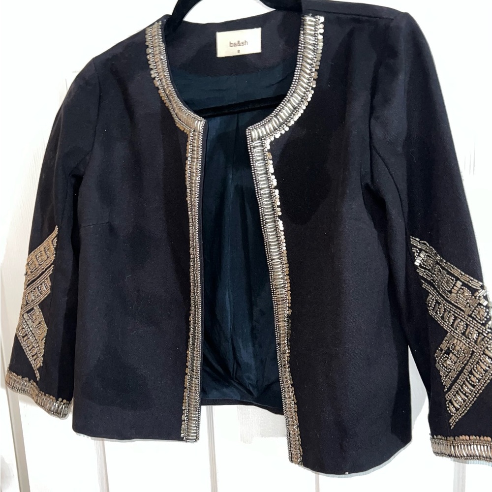 Ba&sh Black Blazer with Silver Accents